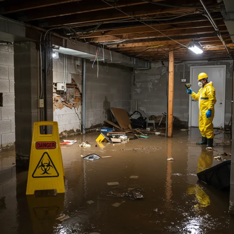 Flooded Basement Electrical Hazard in Biloxi, MS Property